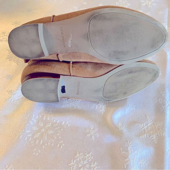 Steve Madden Ankle Boots Tan Suede Leather Stretch Sides Sz 10 Gorgeous - Picture 6 of 6